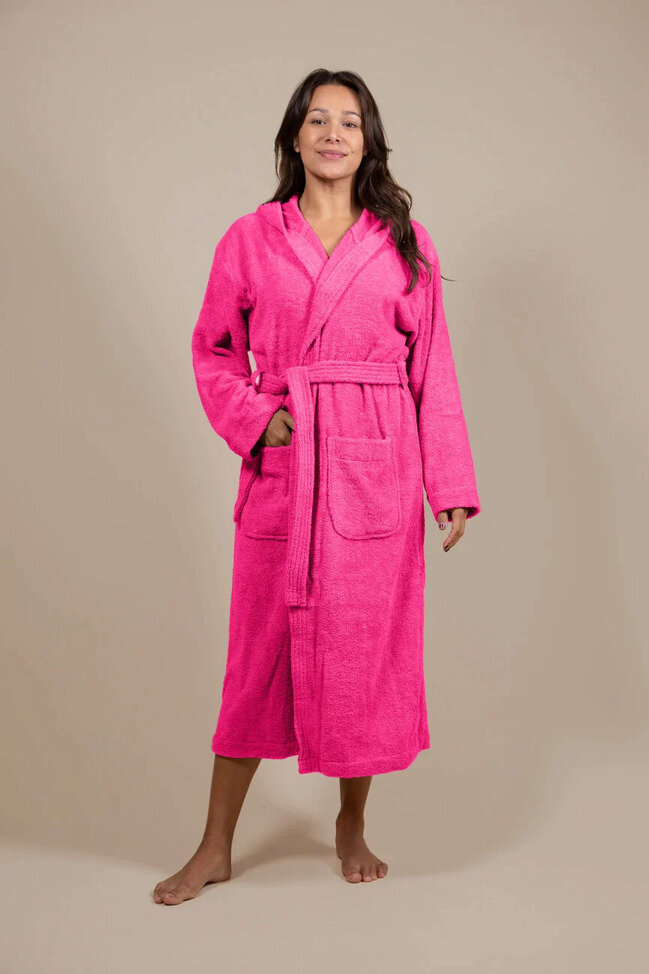 Damen Bademantel Frottee Fuchsia