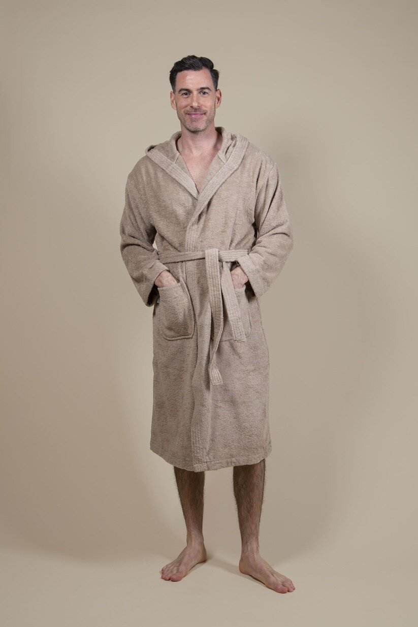 Herren Bademantel Frottee Beige