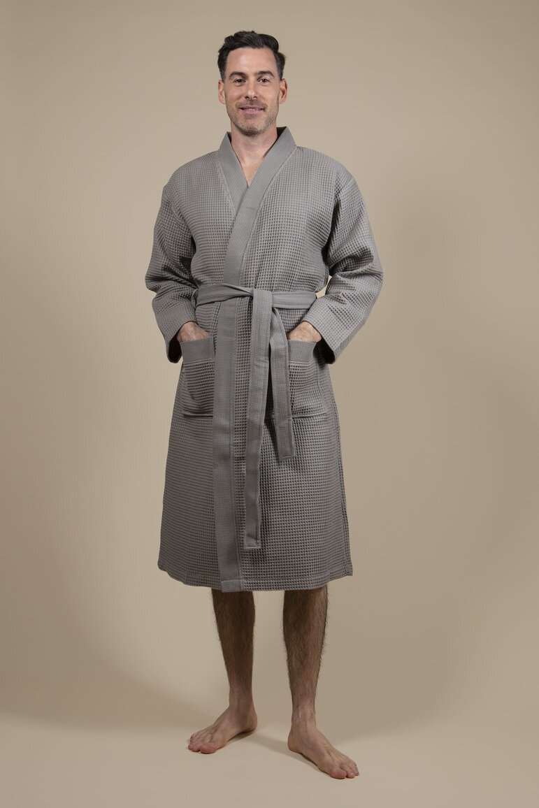 Herren Kimono Bademantel Grau