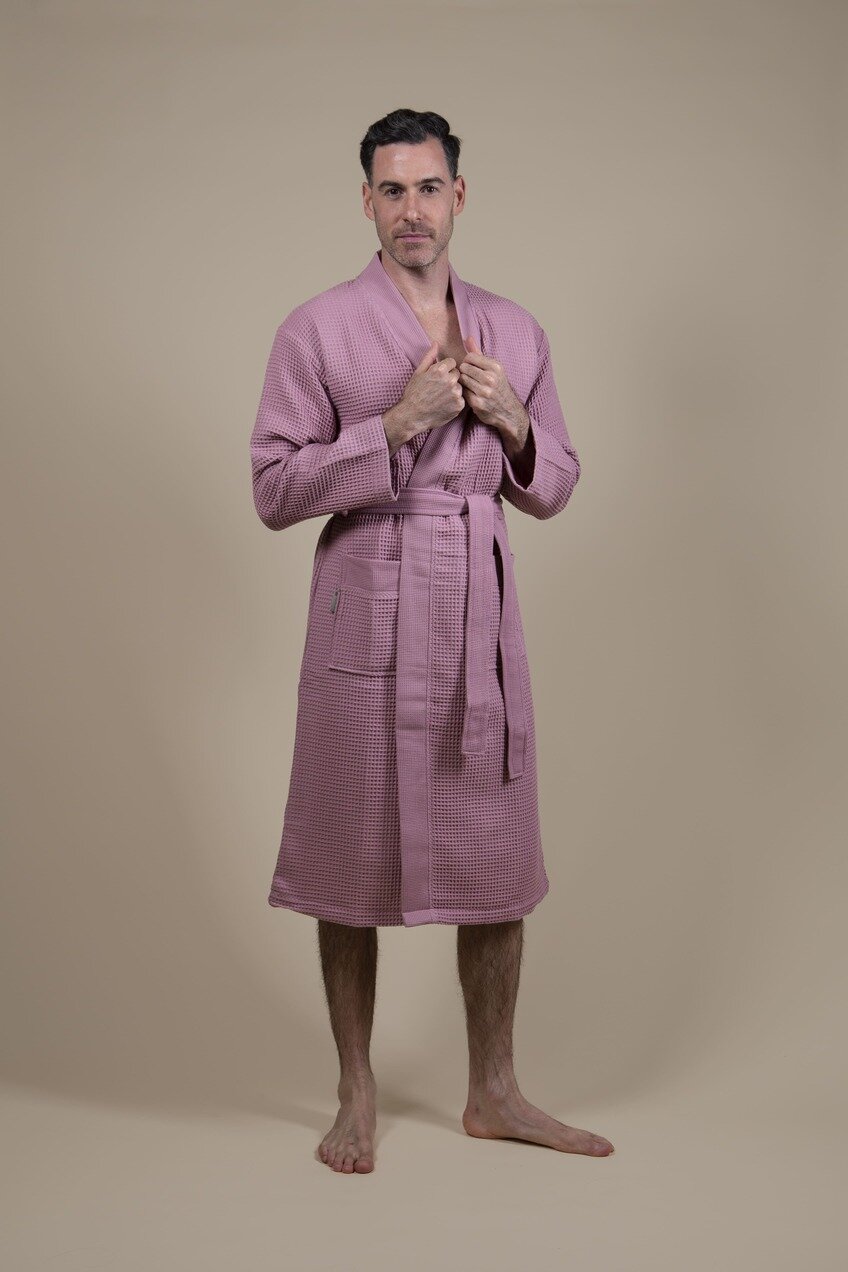 Herren Kimono Bademantel Rosa