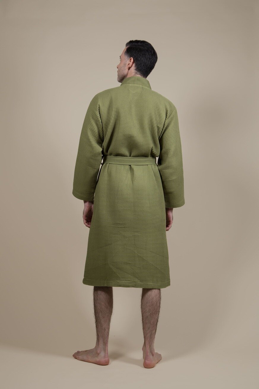 Baumwollbademantel aus Waffelstoff Army Green