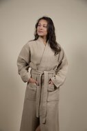 Damen Kimono Bademantel Beige