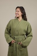 Damen Kimono Bademantel Olivgr&uuml;n