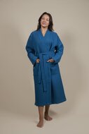 Damen Kimono Bademantel Azurblau