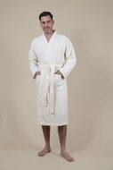 Herren Kimono Bademantel Ecru