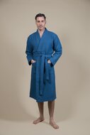 Herren Kimono Bademantel Azurblau